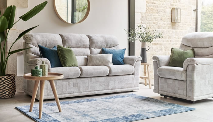 G Plan Malvern Fabric 3 Seater Sofa 3 Cushions Power Single Recliner